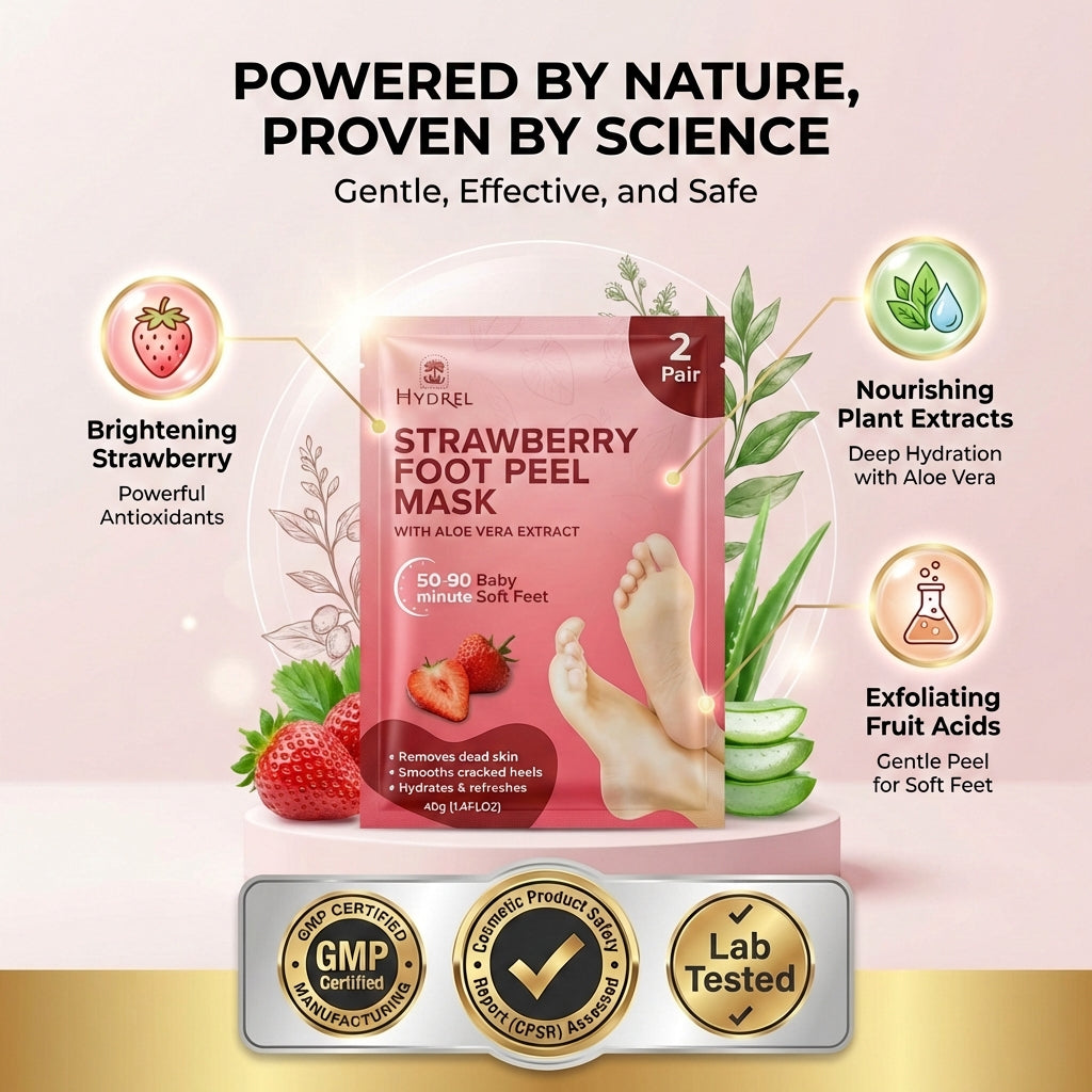 Hydrel Peach Foot Peel Mask – Exfoliating Foot Mask with Aloe Vera